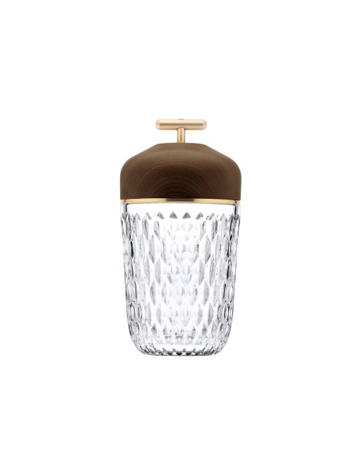 DARK WOOD GOLD-FINISHED PORTABLE LAMP