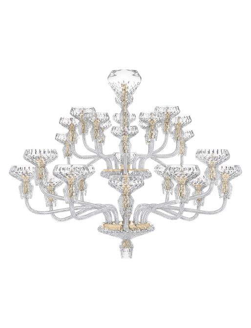 LUSTRE 24 LUMIÈRES FINITION DORÉE