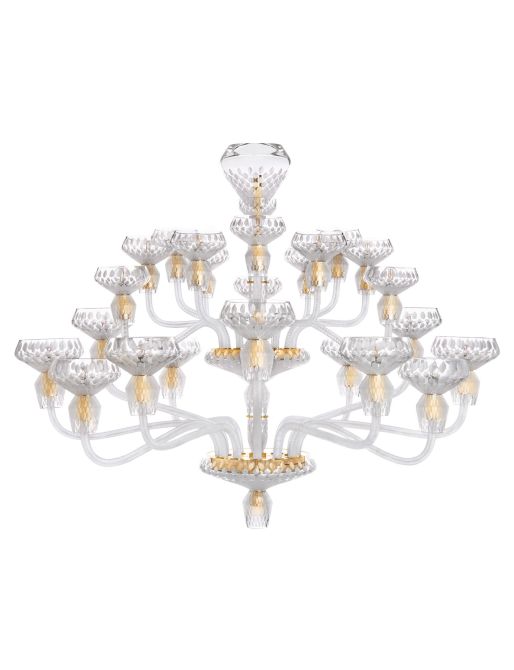 LUSTRE 24 LUMIÈRES SATINÉ FINITION DORÉE