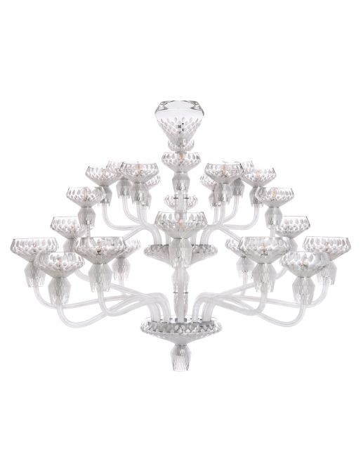 LUSTRE 24 LUMIÈRES SATINÉ FINITION CHROMÉE