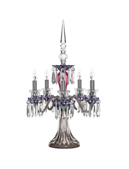 CANDÉLABRE 5 LUMIÈRES AMÉTHYSTE VIOLET FLANELLE