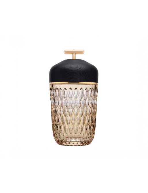 BLACK WOOD AMBER PORTABLE LAMP