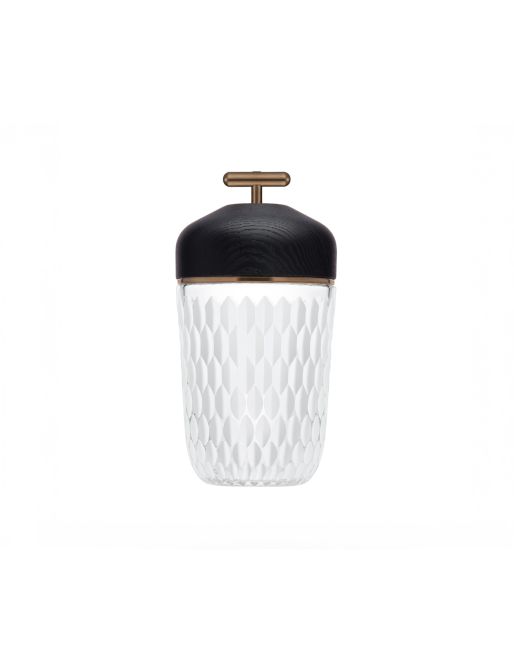 BLACK WOOD SATIN-FINISH CRYSTAL PORTABLE LAMP 