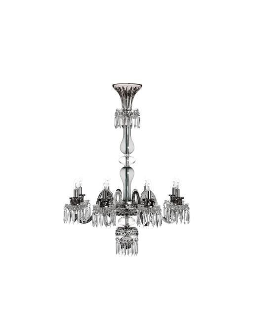 LUSTRE LONG 8 LUMIÈRES CLAIR FLANELLE