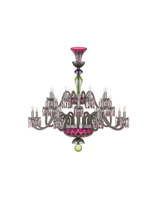 ARLEQUIN 24L AMETHYST C-GREEN F-GREY CHANDELIER