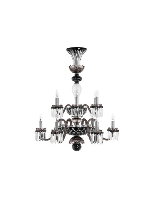 ARLEQUIN 12L BLACK SATIN-FINISHED F-GREY CHANDELIER