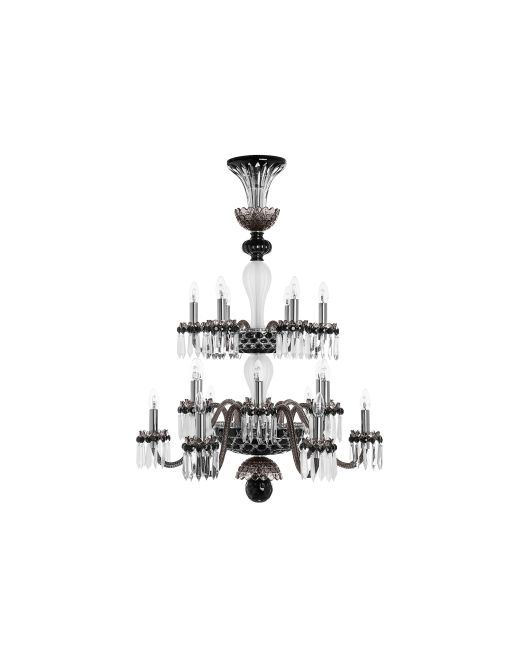 18L BLACK SATIN-FINISHED F-GREY CHANDELIER