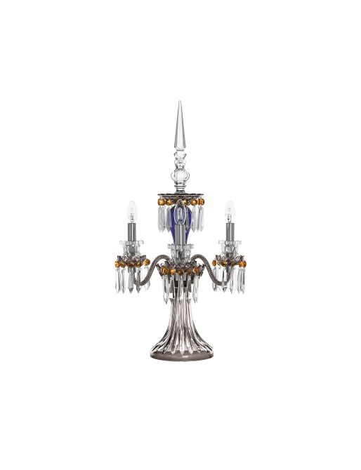 3-LIGHT DARK-BLUE BLACK FLANNEL-GREY CANDELABRA