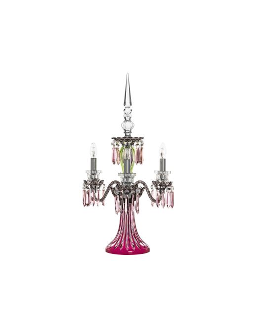 3-LIGHT AMETHYST CHARTREUSE-GREEN FLANNEL-GREY CANDELABRA