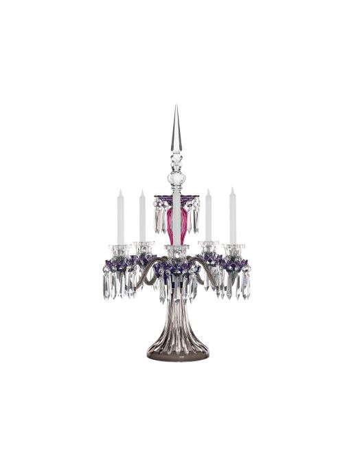 CANDELABRO A 5 CANDELE VIOLA AMETISTA FLANELLA