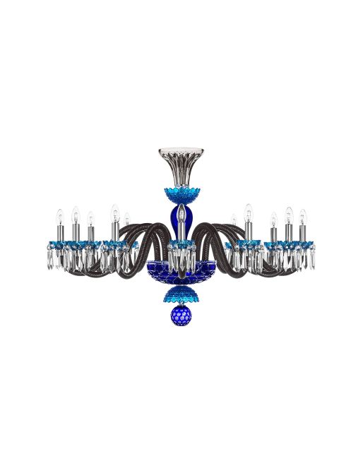 ARLEQUIN HORIZONTAL 12L SKY-BLUE DARK-BLUE F-GREY CHANDELIER