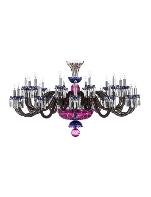 ARLEQUIN HORIZONTAL 24L AMETHYST PURPLE F-GREY CHANDELIER