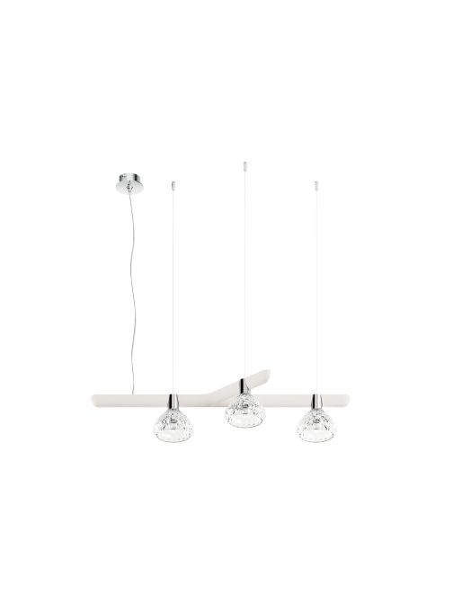 3L LEFT UNIT WHITE WOOD PENDANT LIGHT