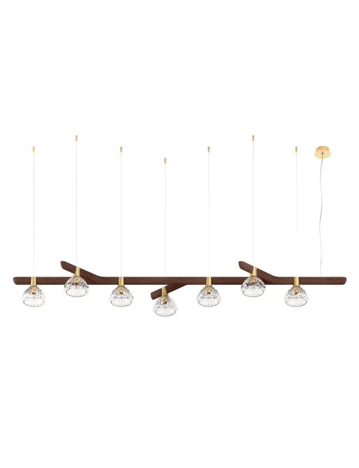7L LINEAR UNIT DARK WOOD PENDANT LIGHT
