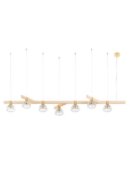 7L LINEAR UNIT CLEAR WOOD PENDANT LIGHT