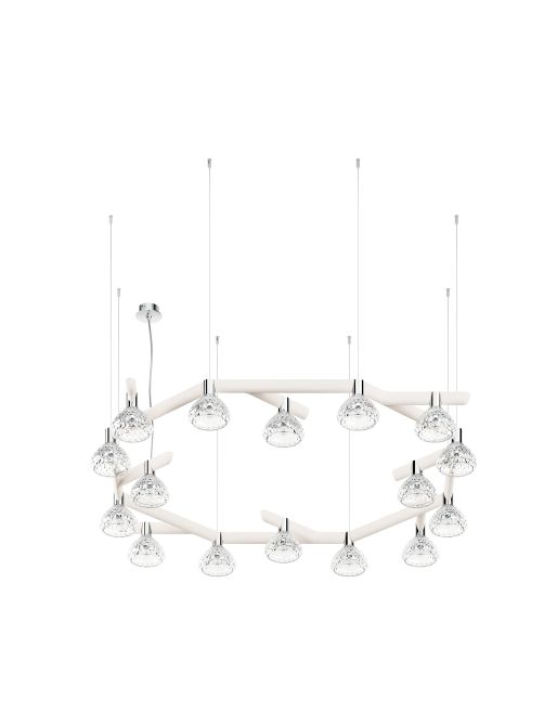 16L CIRCULAR UNIT WHITE WOOD PENDANT LIGHT