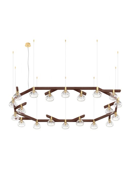 20L OVAL UNIT DARK WOOD PENDANT LIGHT