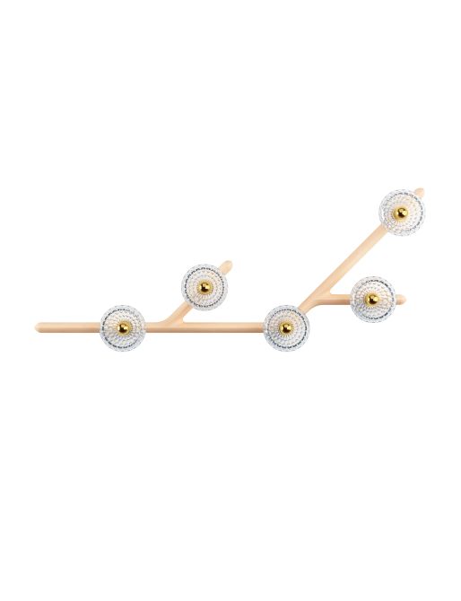 5-FLAMMIGE WANDLEUCHTE HOLZ HELL, 45°-WINKEL