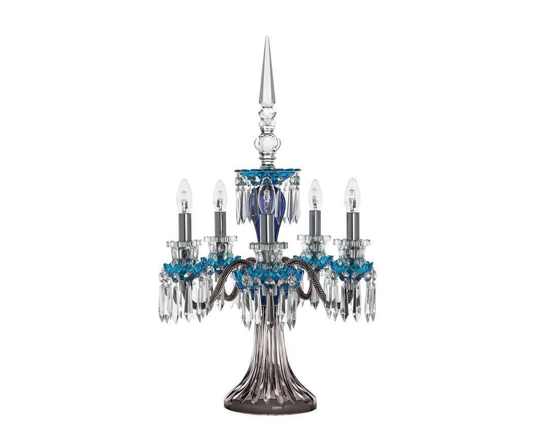 Saint-Louis Crystal Arlequin 24-Light Chandelier Sky Blue and Dark Blue