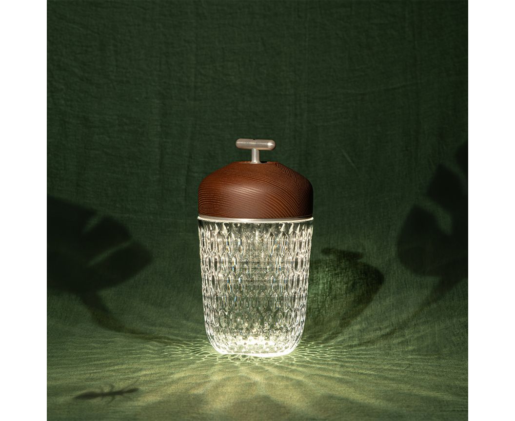 Saint-Louis Folia Portable Lamp Black Wood Satin Crystal