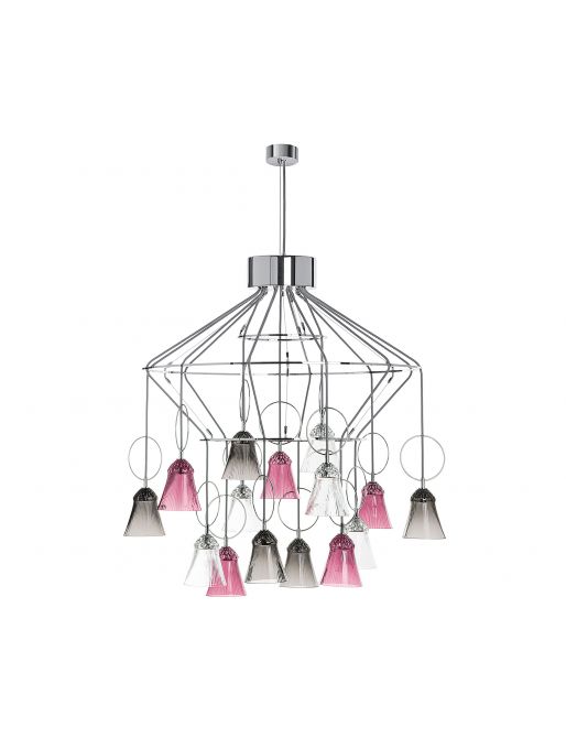 15-LIGHT AMETHYST FLANNEL-GREY CHANDELIER