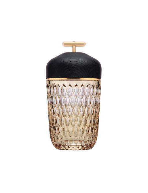 BLACK WOOD AMBER PORTABLE LAMP