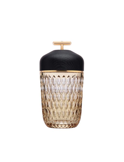 BLACK WOOD AMBER PORTABLE LAMP