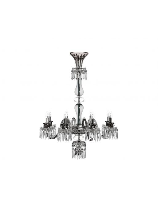 LUSTRE LONG 8 LUMIÈRES CLAIR FLANELLE