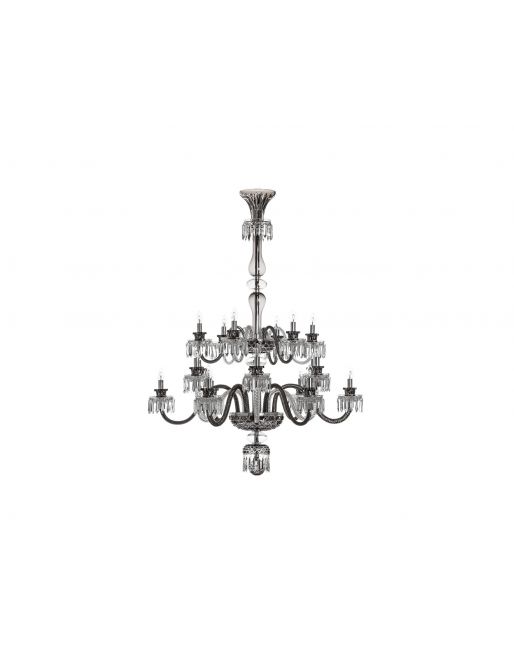 LUSTRE LONG 18 LUMIÈRES CLAIR FLANELLE