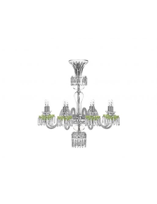 8-LIGHT SHORT CHANDELIER CHARTREUSE-GREEN CUPS