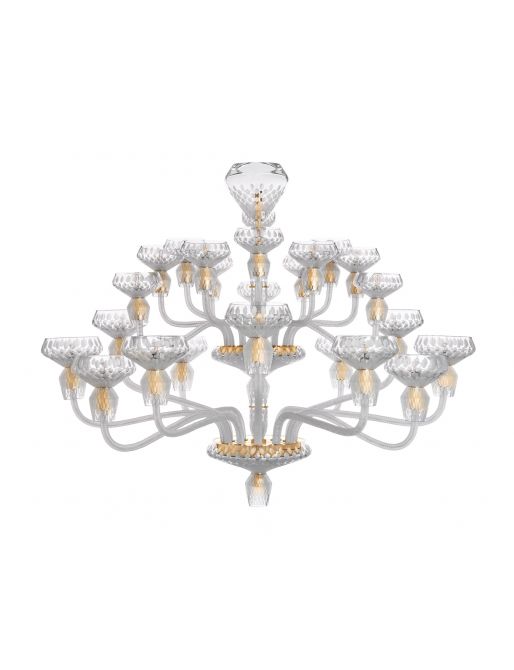 24-LIGHT SATIN-FINISHED GOLDEN FINISH CHANDELIER