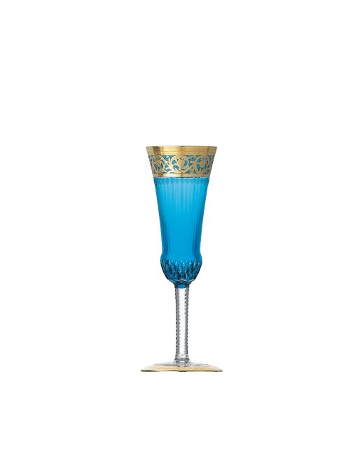 CLEAR-BLUE CHAMPAGNE FLUTE GOLD