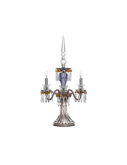 3-LIGHT DARK-BLUE BLACK FLANNEL-GREY CANDELABRA