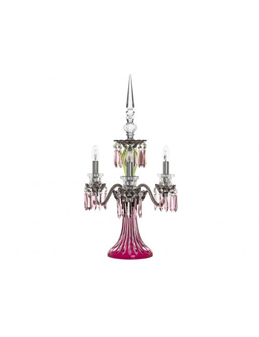 3-LIGHT AMETHYST CHARTREUSE-GREEN FLANNEL-GREY CANDELABRA