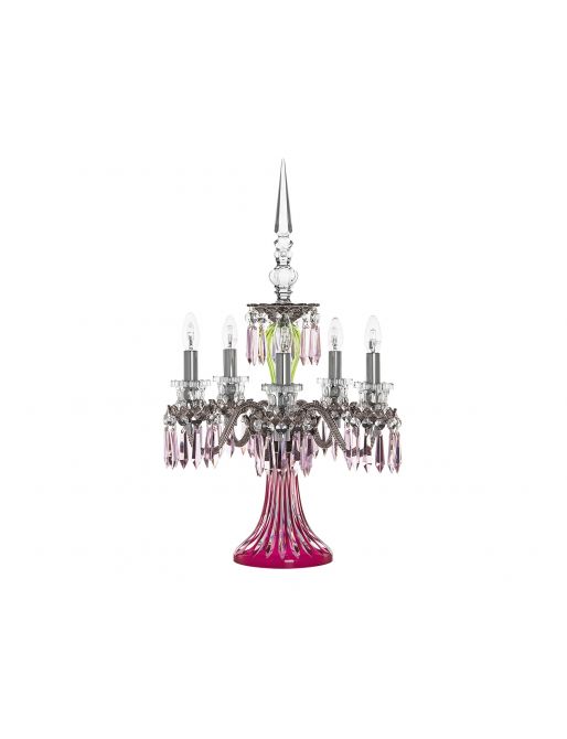 5-LIGHT AMETHYST CHARTREUSE-GREEN FLANNEL-GREY CANDELABRA