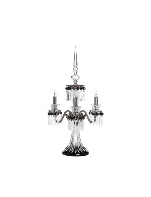 3-LIGHT BLACK SATIN-FINISHED FLANNEL-GREY CANDELABRA