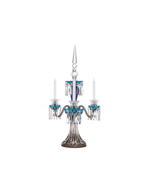 3-CANDLE SKY-BLUE DARK-BLUE FLANNEL-GREY CANDELABRA