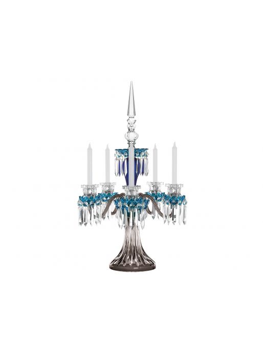 5-CANDLE SKY-BLUE DARK-BLUE FLANNEL-GREY CANDELABRA