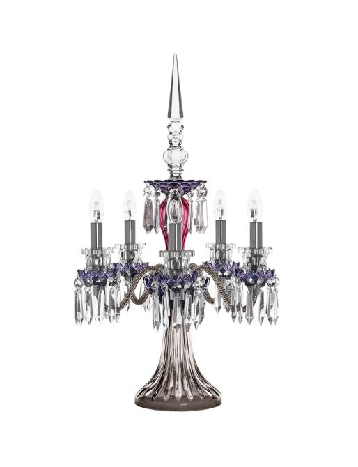 5-LIGHT AMETHYST PURPLE FLANNEL-GREY CANDELABRA