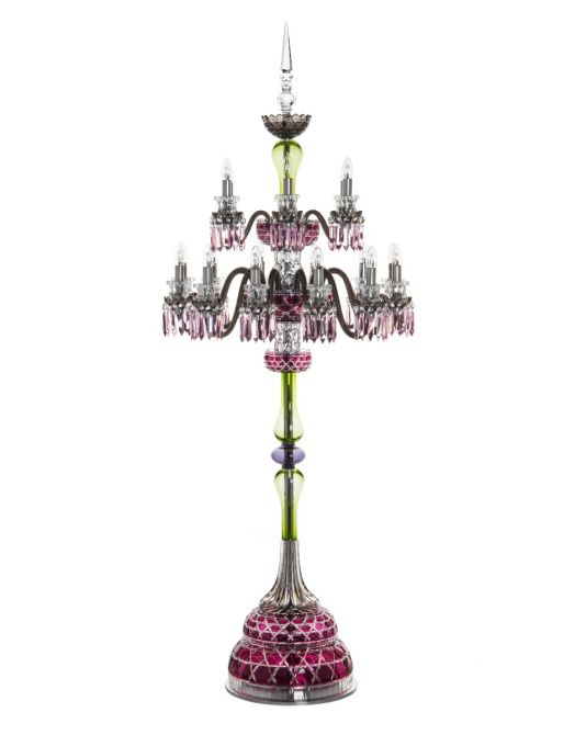 18-LIGHT AMETHYST CHARTREUSE-GREEN FLANNEL-GREY CANDELABRA