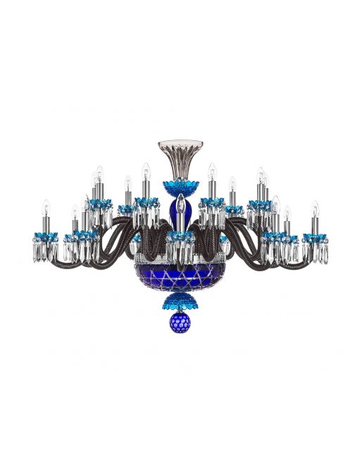 18-LIGHT HORIZONTAL SKY-BLUE DARK-BLUE FLANNEL-GREY CHANDELIER